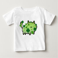 Grüner Klee-Katzen-Säuglings-T - Shirt