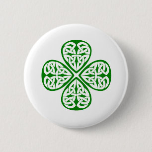 grüner Kleeblatt Celticknoten Button