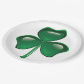 Grüner Kleeblatt-Dreiblatt Shamrock Pappteller (Schrägansicht)