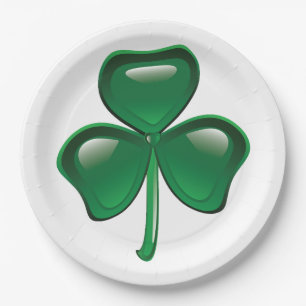 Grüner Kleeblatt-Dreiblatt Shamrock Pappteller