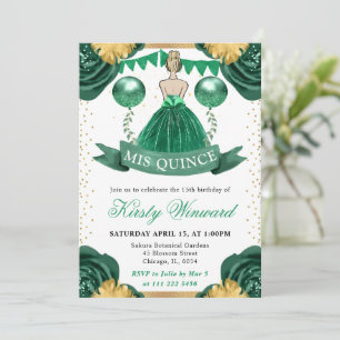 Grüner Kleid Blondhaar Prinzessin Quinceanera Einladung