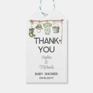 Grüner Kleiner Fischer Baby Shower Geschenkanhänger