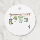 Grüner Kleiner Fischer Baby Shower Geschenkanhänger (Rückseite)