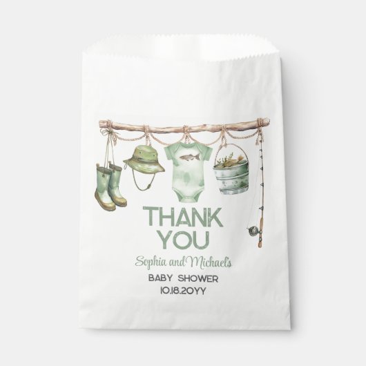 Grüner Kleiner Fischer Baby Shower Geschenktütchen (Vorderseite)
