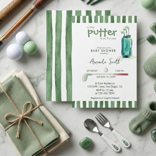 Grüner Kleiner Putter auf dem Weg Golf  Babyparty Einladung