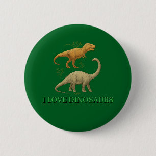 Grüner Knopf - Ich liebe Dinosaurier Button