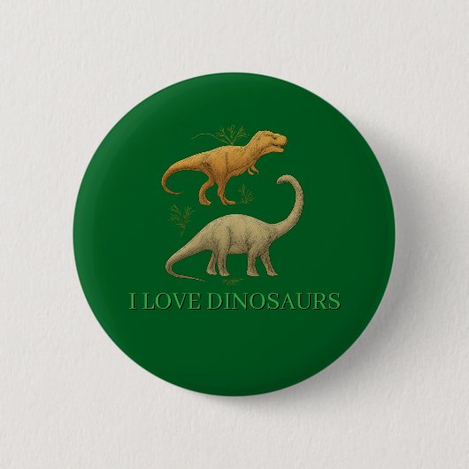 Grüner Knopf - Ich liebe Dinosaurier Button (Vorderseite)