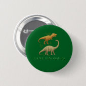Grüner Knopf - Ich liebe Dinosaurier Button (Vorne & Hinten)