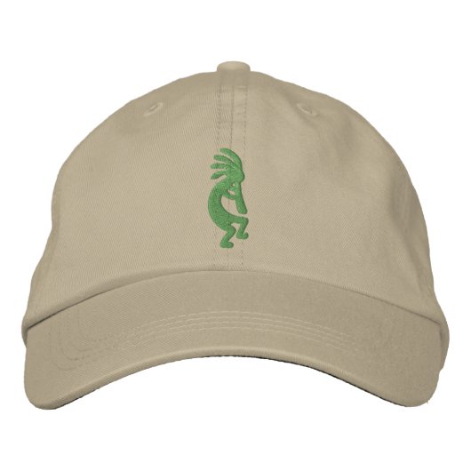 Grüner Kokopelli bestickter Hut (Vorderseite)
