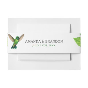 Grüner Kolibri-Blatt-Botanischer-Rahmen-Hochzeit Einladungsbanderole