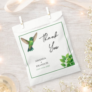 Grüner Kolibri-Blatt-Botanischer-Rahmen-Hochzeit Geschenktütchen