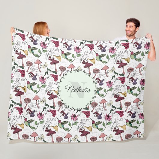 Grüner Kolibri-Blumen-Fleece-Decke Fleecedecke (Beispiel)