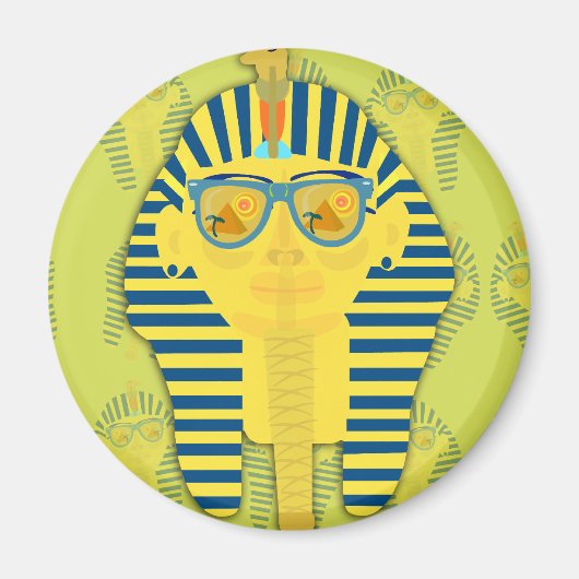 Grüner König Tut mit Sonnenbrille Magnet (Vorne)