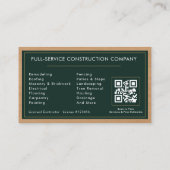 Grüner Konstruktionshandwerker QR-Code Professiona Visitenkarte (Rückseite)