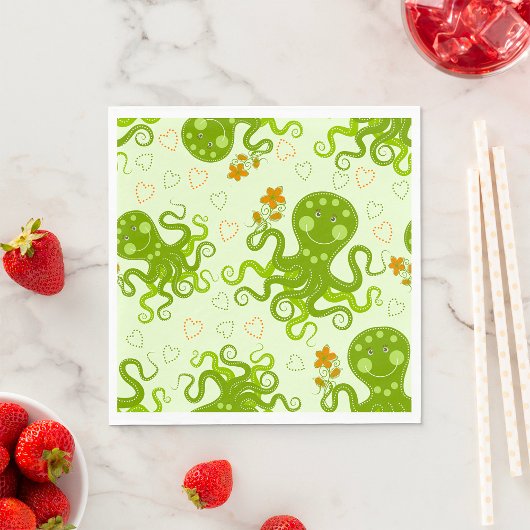 Grüner Kraken Serviette