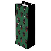 Grüner Krampus Geschenktüte Für Weinflaschen (Rückseite Schrägansicht)