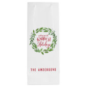 grüner Kranz am glücklichsten Urlaub Geschenktüte Für Weinflaschen (Rückseite)