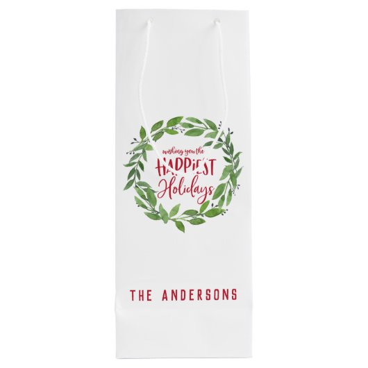 grüner Kranz am glücklichsten Urlaub Geschenktüte Für Weinflaschen (Rückseite)