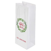 grüner Kranz am glücklichsten Urlaub Geschenktüte Für Weinflaschen (Vorderseite Schrägansicht)