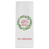 grüner Kranz am glücklichsten Urlaub Geschenktüte Für Weinflaschen (Vorderseite)