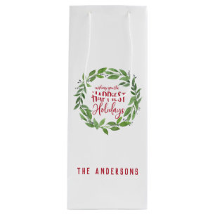 grüner Kranz am glücklichsten Urlaub Geschenktüte Für Weinflaschen