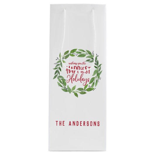 grüner Kranz am glücklichsten Urlaub Geschenktüte Für Weinflaschen (Vorderseite)