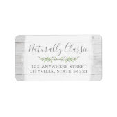 Grüner Kranz aus rustikalem Holz und botanischem B Adressaufkleber (Vorne)