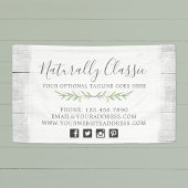 Grüner Kranz aus rustikalem Holz und botanischem B Banner