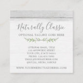 Grüner Kranz aus rustikalem Holz und botanischem B Quadratische Visitenkarte (Rückseite)