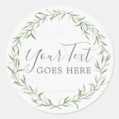 Grüner Kranz aus rustikalem Holz und botanischem B Runder Aufkleber (Vorderseite)