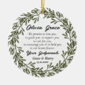 Grüner Kranz-Eltern versprechen Godchild Keramik Ornament (Vorne)