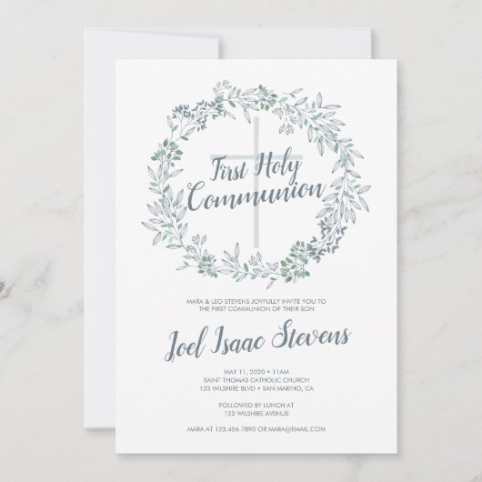 Grüner Kranz Erste Heilige Kommune Einladung (Vorderseite)