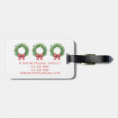 Grüner Kranz mit rotem Gingham Bow Gepäckanhänger (Rückseite horizontal)