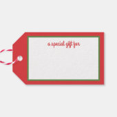 Grüner Kranz mit rotem Gingham Bow Geschenkanhänger (Rückseite Horizontal)