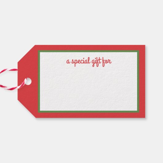 Grüner Kranz mit rotem Gingham Bow Geschenkanhänger (Rückseite Horizontal)