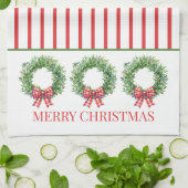 Grüner Kranz mit rotem Gingham Bow Geschirrtuch (Gefaltet)