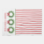 Grüner Kranz mit rotem Gingham Bow Geschirrtuch (Horizontal)