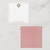 Grüner Kranz mit rotem Gingham Bow Mitteilungskarte (Vorne/Hinten)