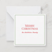 Grüner Kranz mit rotem Gingham Bow Mitteilungskarte (Rückseite)