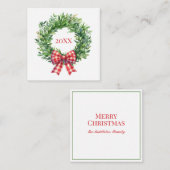 Grüner Kranz mit rotem Gingham Bow Mitteilungskarte (Vorne/Hinten)
