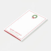 Grüner Kranz mit rotem Gingham Bow Post-it Klebezettel (angewinkelt)