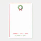 Grüner Kranz mit rotem Gingham Bow Post-it Klebezettel (Vorderseite)