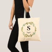 Grüner Kranz Personalisierter Mit Monogramm Totbeu Tragetasche (Vorderseite (Produkt))