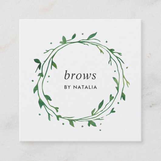 Grüner Kranz Quadratische Visitenkarte (Vorderseite)