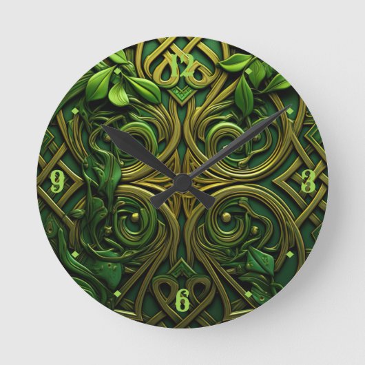 Grüner Kranz Runde Wanduhr (Vorderseite)