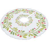 Grüner Kranz-zusammenpassender weißer Leinenimitat Weihnachtsbaumdecke (Schrägansicht)