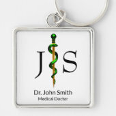 Grüner Kräutergoldgott von Asclepius Medical Schlüsselanhänger (Vorne)