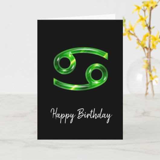 Grüner Krebs - Geburtskarte Karte (Gelbe Blume)