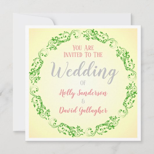 Grüner Kreis Geblüht mit abgestufter Hintergrundin Einladung (Vorderseite)