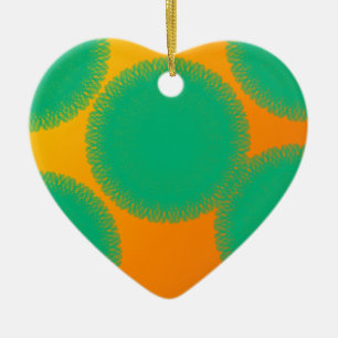 grüner Kreis in gelblichem Orange Keramik Ornament
